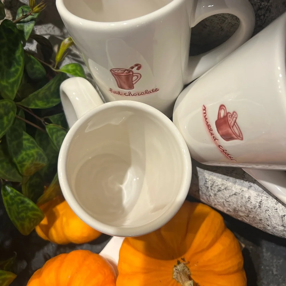 Williams Sonoma Seasonal Diner Mug Trio Hot Chocolate Mulled Cider Irish Coffee